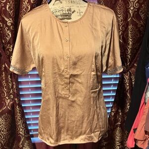 LOFT Light Brown Button-Up Blouse